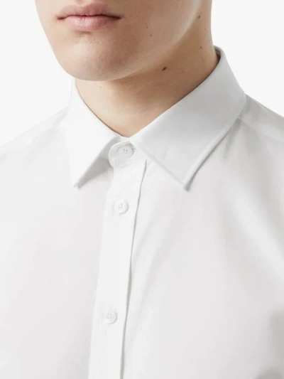 Shop Burberry Slim Fit Monogram Motif Poplin Shirt In White
