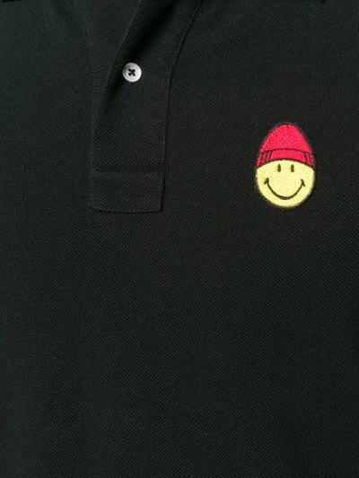 Shop Ami Alexandre Mattiussi Polo Shirt Smiley Patch In Black