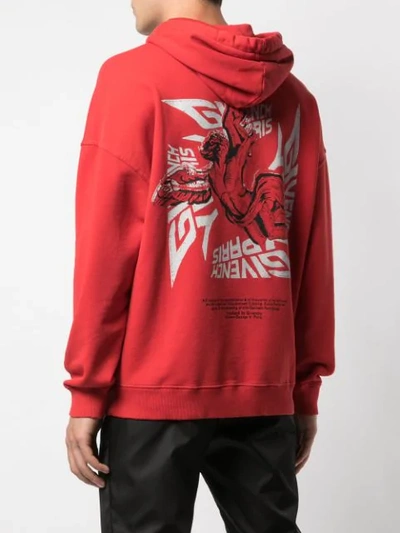 Shop Givenchy Graphic Print Hooded Sweatshirt In 600 Red