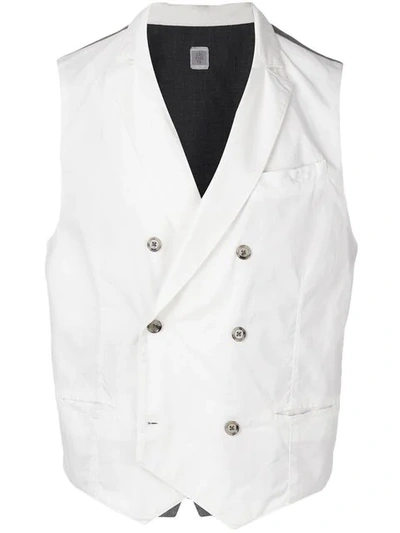 Shop Eleventy Double Breasted Waistcoat In White