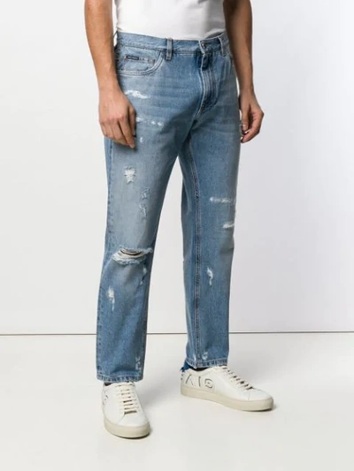 Shop Dolce & Gabbana Distressed Tapered Jeans In Blue