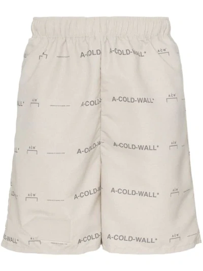 Shop A-cold-wall* Logo Print Shorts In Neutrals
