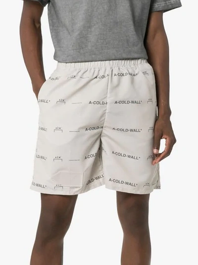 Shop A-cold-wall* Logo Print Shorts In Neutrals