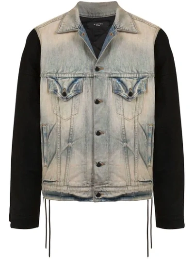 Two-tone Denim Trucker Jacket In Dirty Indigo Black