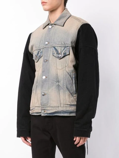 Two-tone Denim Trucker Jacket In Dirty Indigo Black