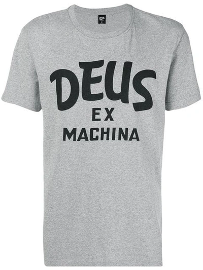 Shop Deus Ex Machina Logo Print T-shirt - Grey