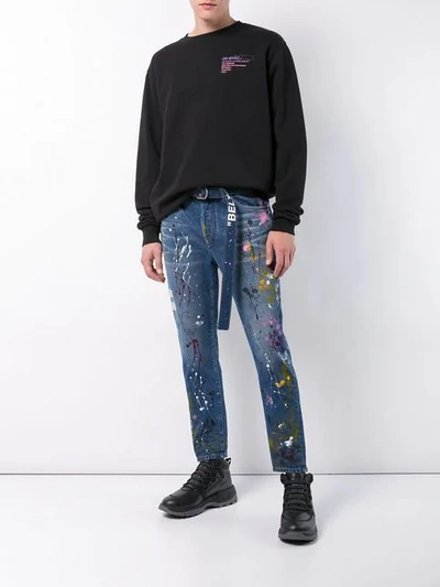 Shop Off-white Adjustable Waist Jeans In Blue