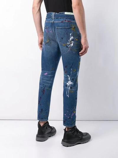 Shop Off-white Adjustable Waist Jeans In Blue
