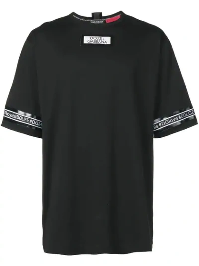 Shop Dolce & Gabbana Logo Stripe T-shirt In Black