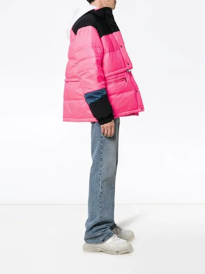 Shop Off-white Colour Blocked Padded Jacket - Pink