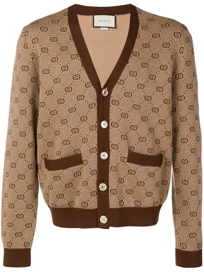 Shop Gucci Supreme Cardigan In Brown