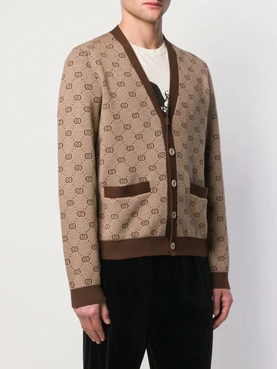 Shop Gucci Supreme Cardigan In Brown