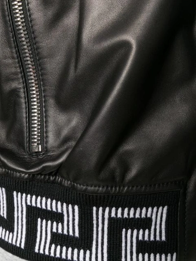 Shop Versace Hooded Leather Jacket In Black