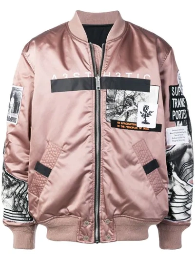 Shop Diesel Patch Embellished Bomber Jacket In Pink