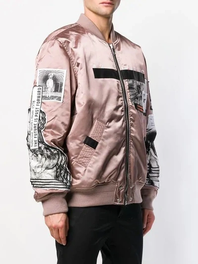Shop Diesel Patch Embellished Bomber Jacket In Pink