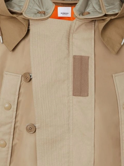 Shop Burberry Detachable Quilted Hood Nylon Bomber Jacket In Neutrals