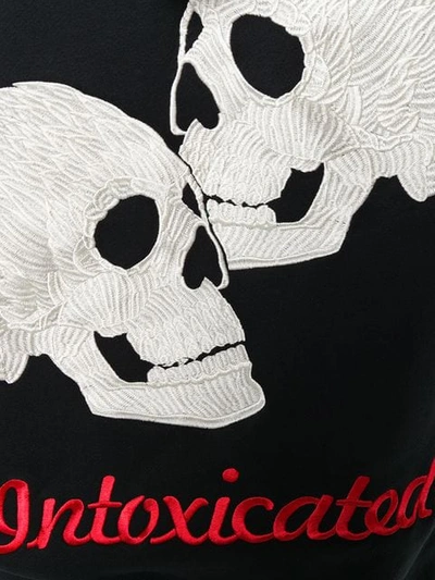logo embroidered skull hoodie