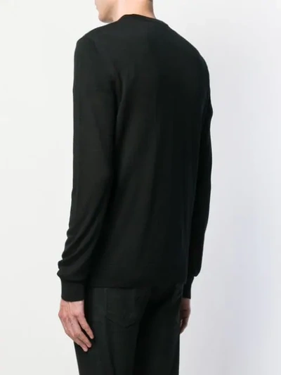Shop Balmain Intarsia Logo Knit Sweater In Black