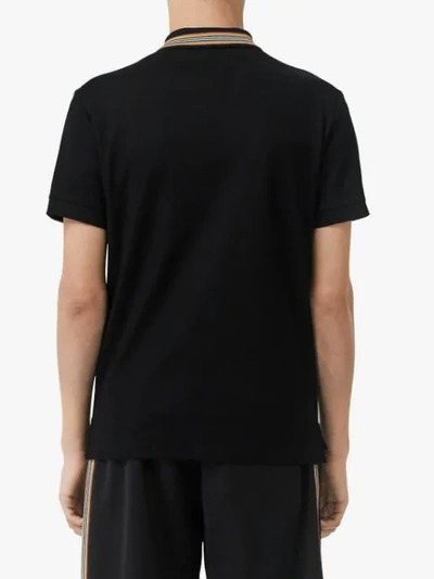 Shop Burberry Icon Stripe Short-sleeved Polo Shirt In Black