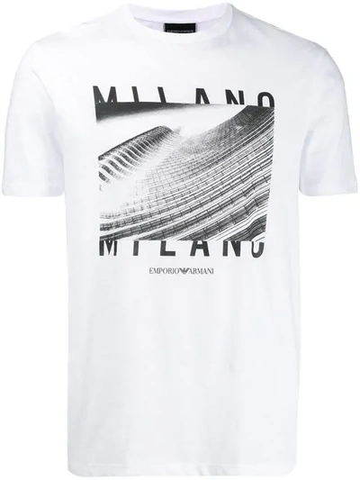 Shop Emporio Armani Graphic Print T-shirt In White