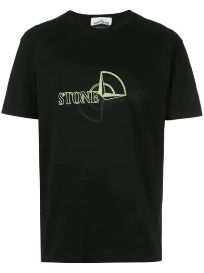 Shop Stone Island Logo Print T-shirt In Black