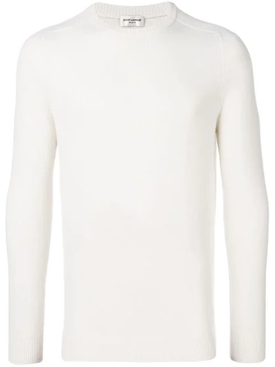 Shop Saint Laurent Round Neck Sweater In White
