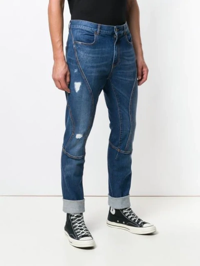 Shop Faith Connexion Skinny-bikerjeans Mit Distressed-details In Blue