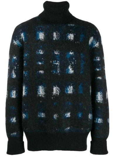 ALEXANDER MCQUEEN MOTTLED KNIT TURTLENECK JUMPER - 黑色