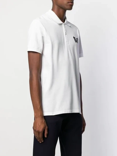 Shop Alexander Mcqueen Embroidered Butterfly Polo Shirt In White