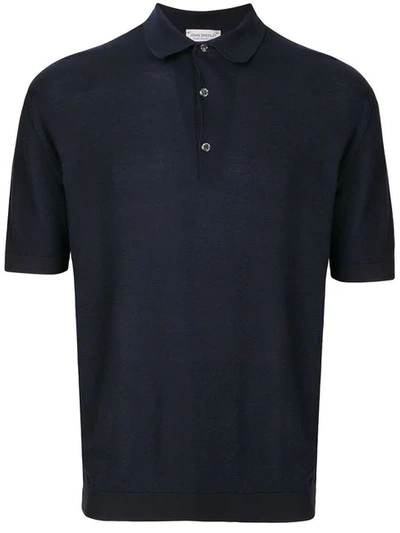 Shop John Smedley Basic Polo Shirt In Blue