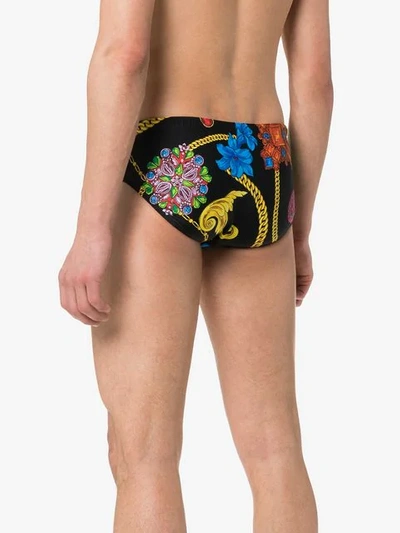 Shop Versace Baroque Print Briefs In Black