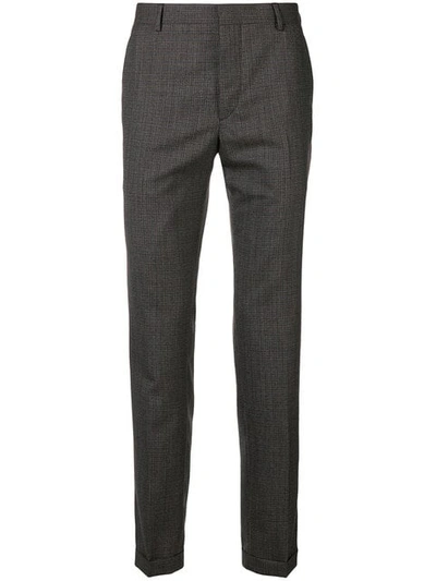 Shop Prada Tailored Check Trousers In Brown