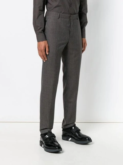 Shop Prada Tailored Check Trousers In Brown