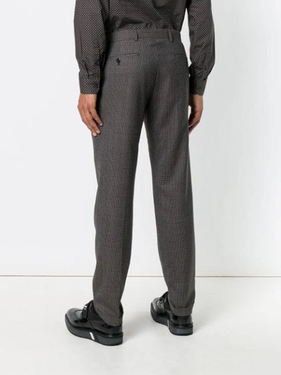 Shop Prada Tailored Check Trousers In Brown