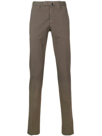 Shop Incotex Slim Fit Chino Trousers In Grey