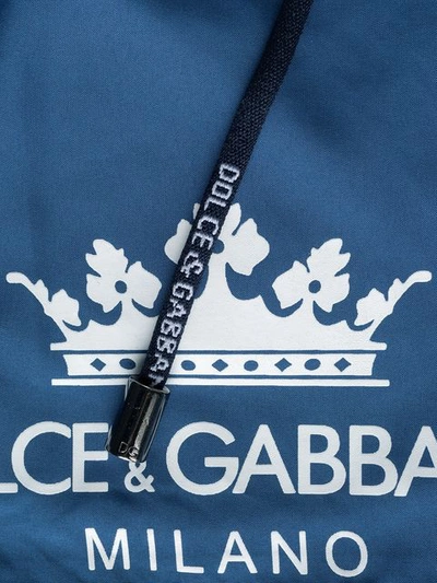 Shop Dolce & Gabbana Crown Logo Swimming Trunks In Blue