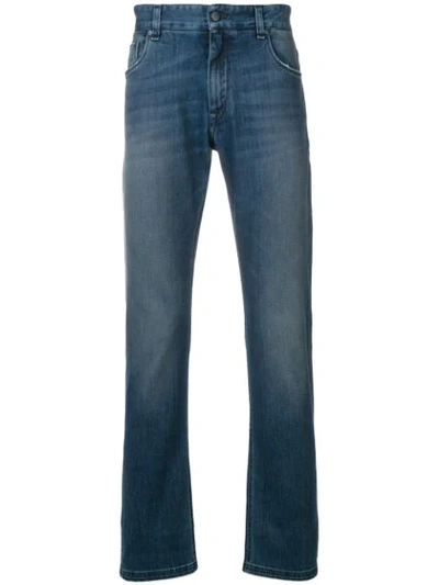 Shop Fendi Faded Slim Fit Jeans - Blue