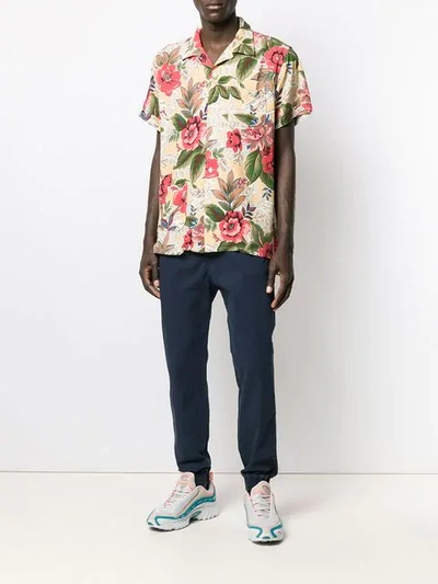 Shop Engineered Garments Floral Print Short-sleeve Shirt In Neutrals