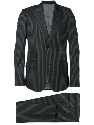 Shop Gucci Logo Pinstripe Formal Suit In Grey