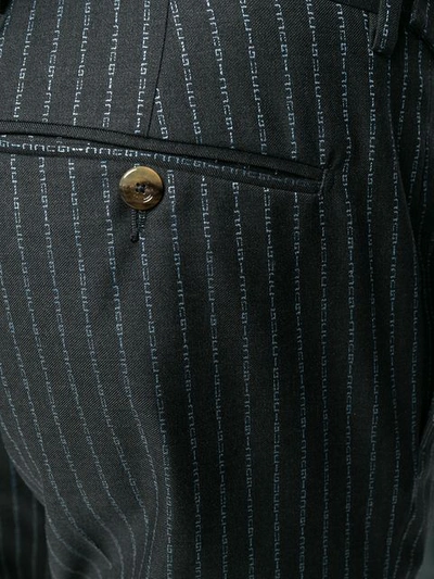 Shop Gucci Logo Pinstripe Formal Suit In Grey