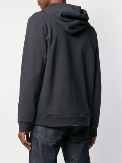 Shop Apc Logo Print Hoodie In Iak Dark Navy