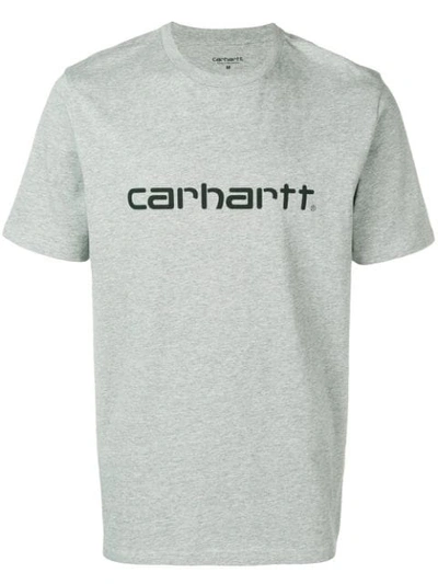 Shop Carhartt Logo Print T-shirt In Grey