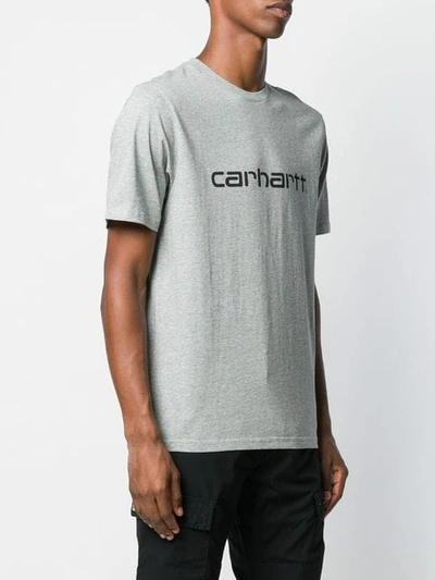 Shop Carhartt Logo Print T-shirt In Grey