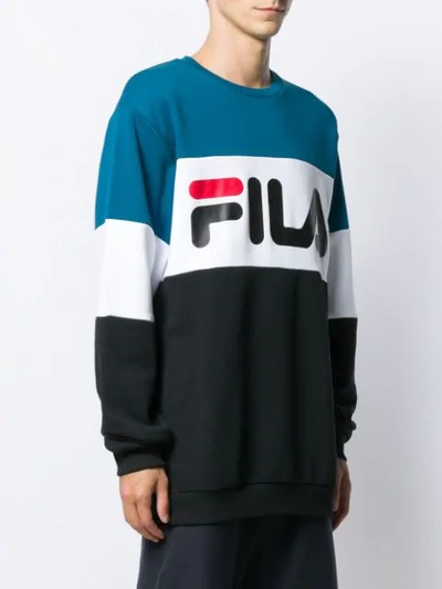 Shop Fila Logo Colour Block Sweatshirt In Blue