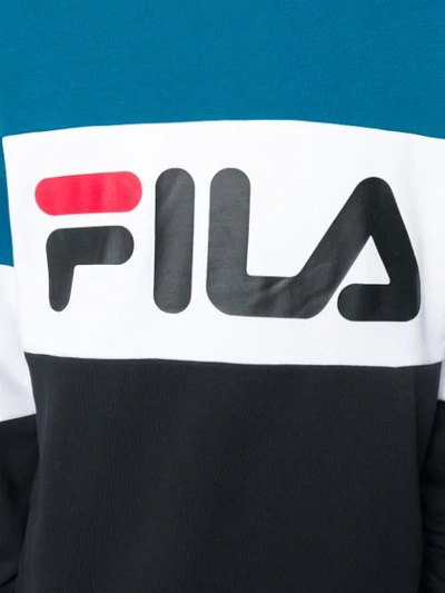 Shop Fila Logo Colour Block Sweatshirt In Blue