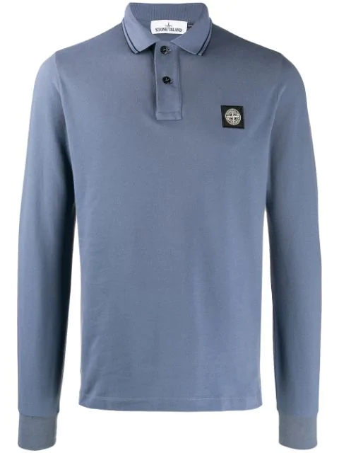 Stone Island Long Sleeve Polo Shirt In Blue | ModeSens