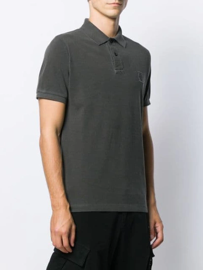 Shop Stone Island Chest Patch Polo Shirt In Grey