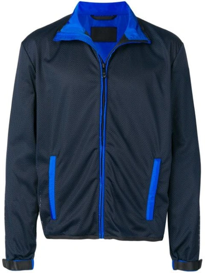Shop Prada Mesh Lightweight Jacket In Blue