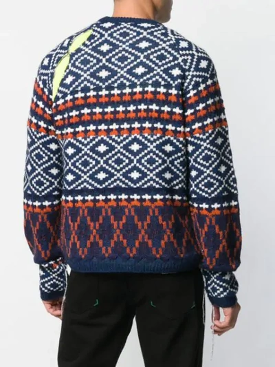 Shop Raf Simons Patterned Jumper In Blue