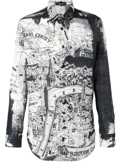 Shop Alexander Mcqueen London Map Shirt In 9080 White Black